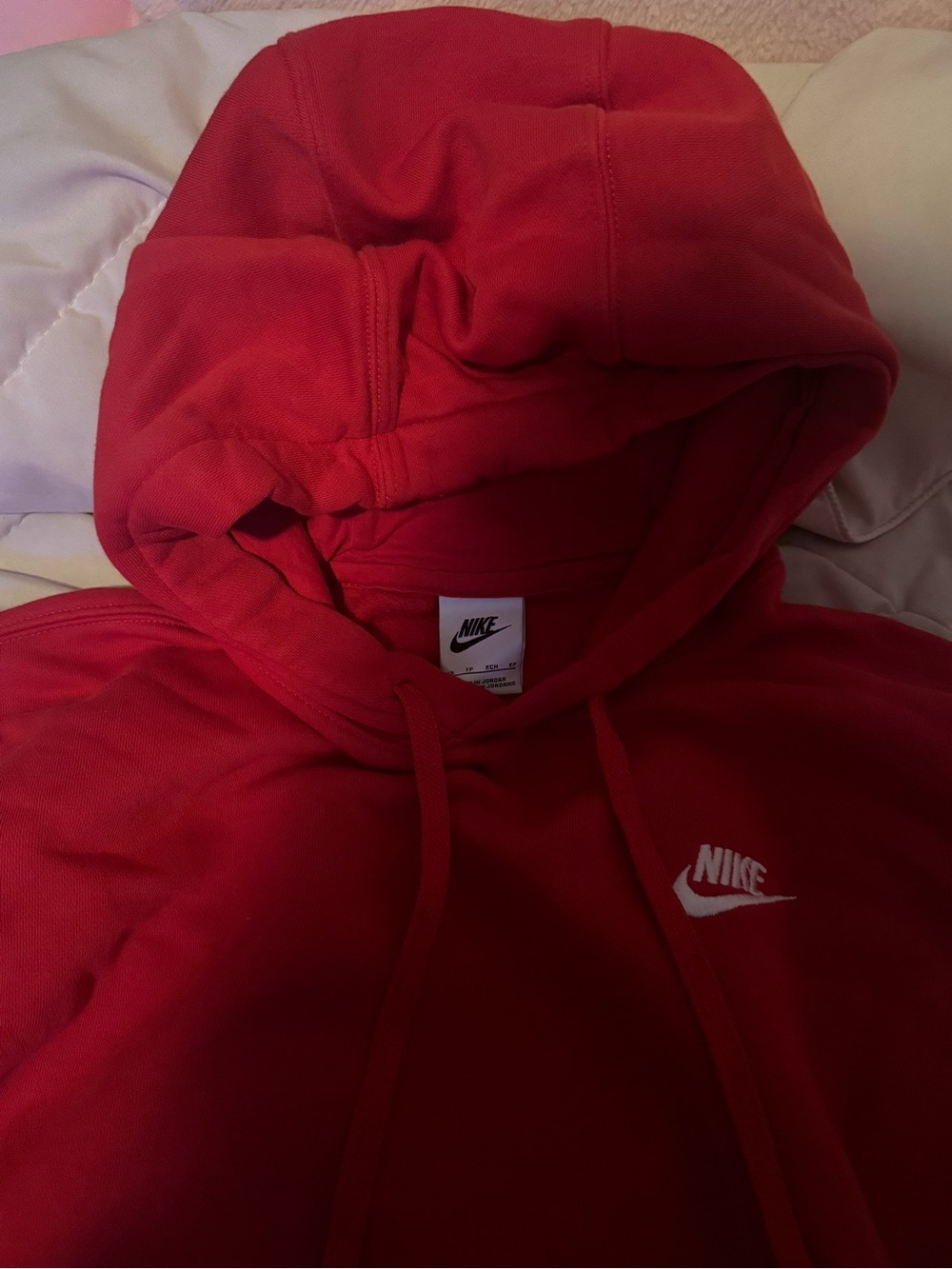 Nike Red Hoodie with White Swoosh Logo